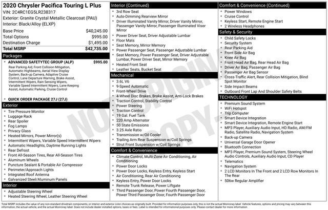 2020 Chrysler Pacifica Touring L Plus